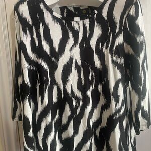 JM Collection Zebra Print Long Sleeve Top